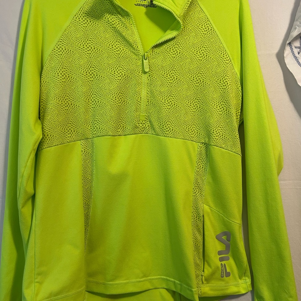 Fila Women's Neon Green Three-quarter Zip